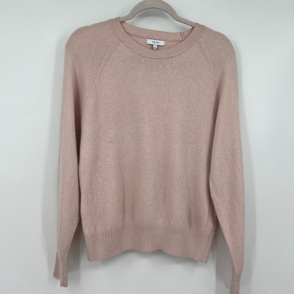 Reiss AUDREY CREW NECK KNITTED sweater jumper light pale pink woman's size mediu